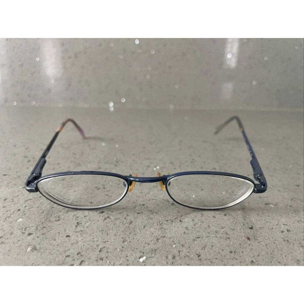 Vintage Nintendo WMN105 220 Blue Metal Oval Eyeglasses FRAMES ONLY 43-18-120